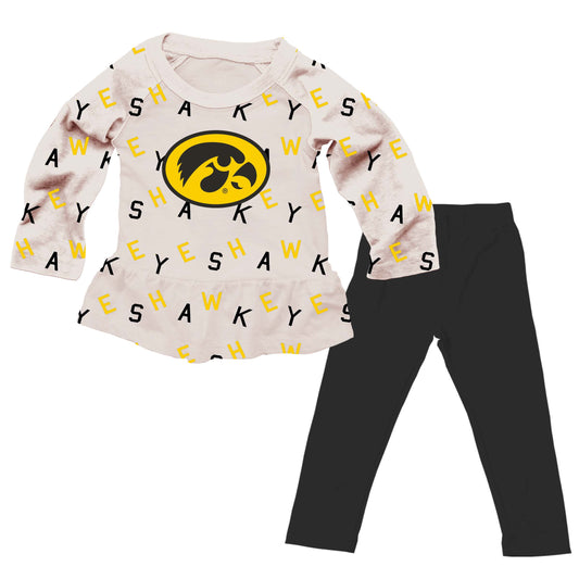 Iowa Hawkeyes Wes and Willy Infant and Toddler Girls All Over Team Logo Outfit