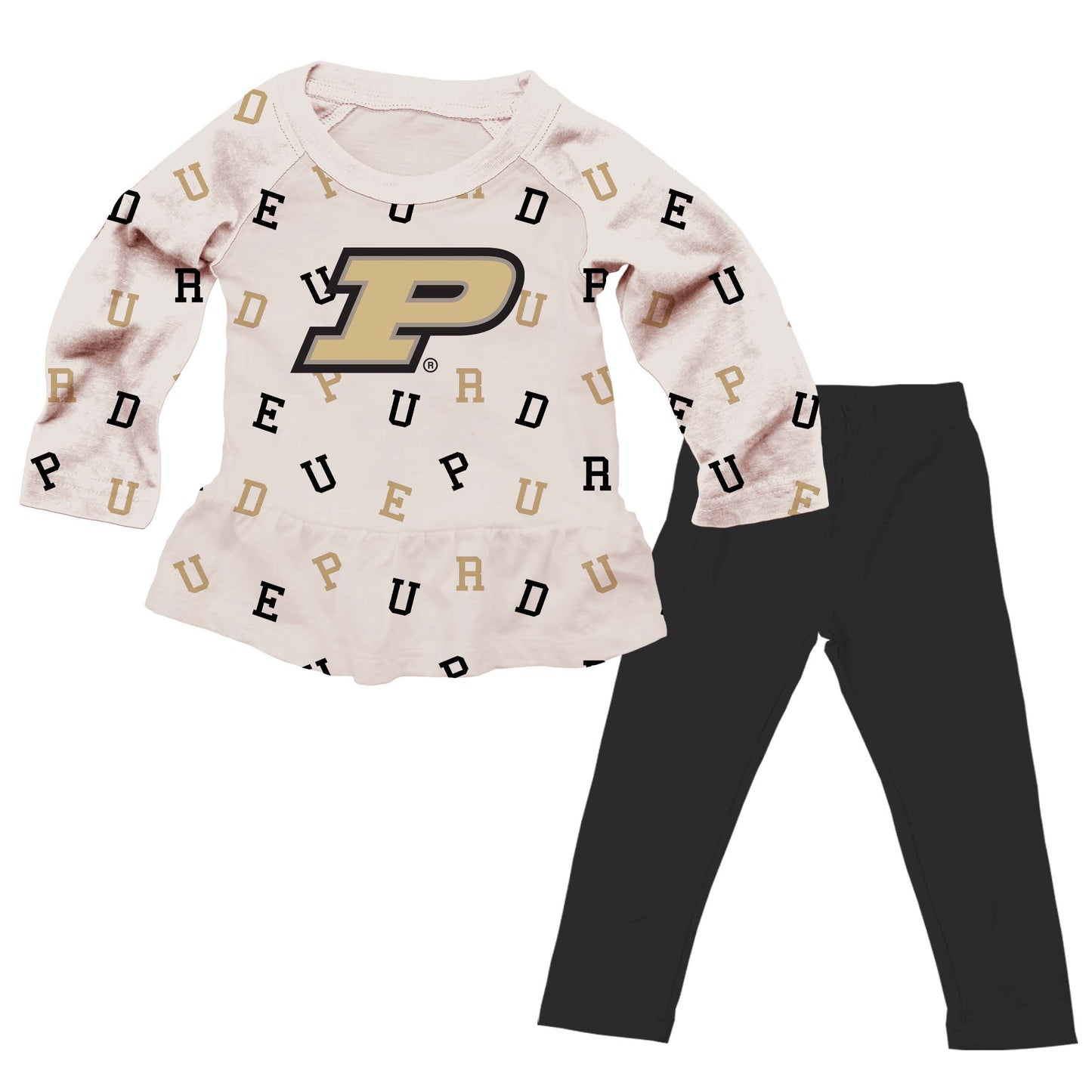 Purdue Boilermakers Wes and Willy Infant and Toddler Girls All Over Team Logo Outfit
