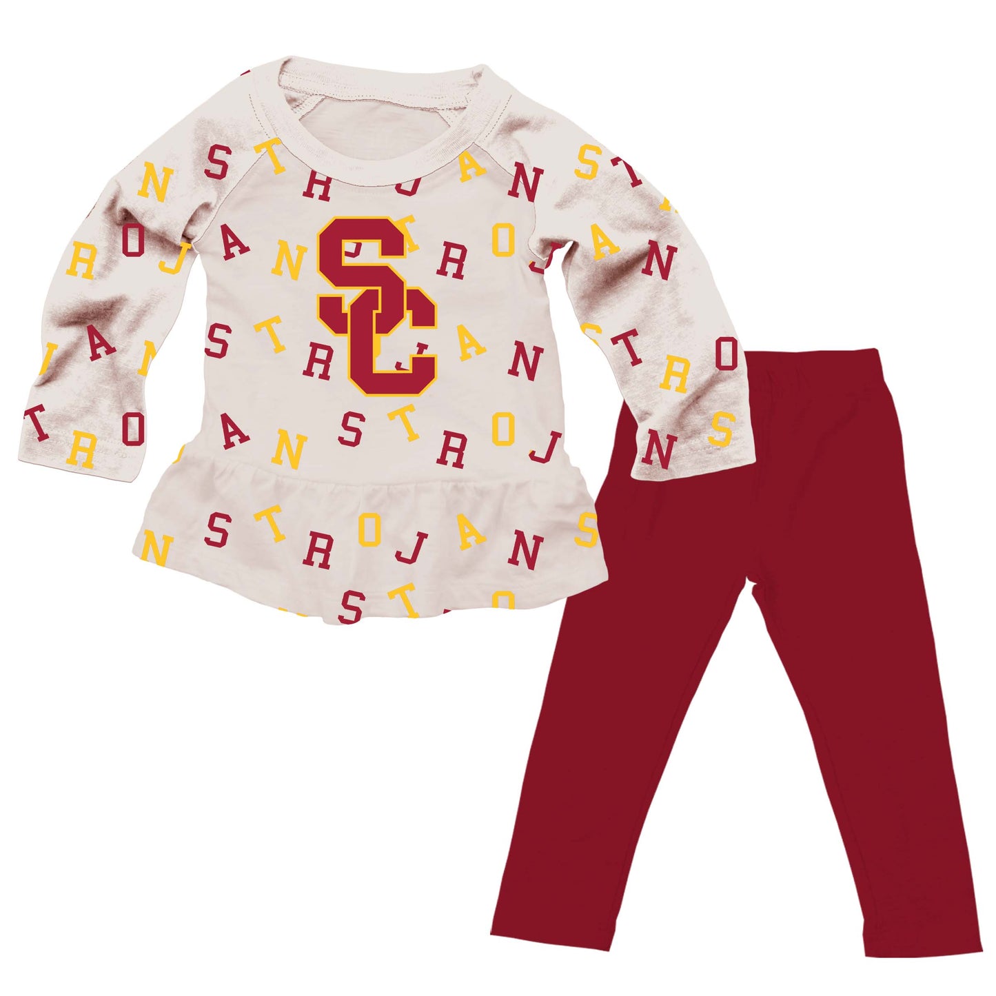 USC Trojans Wes and Willy Infant and Toddler Girls All Over Team Logo Outfit