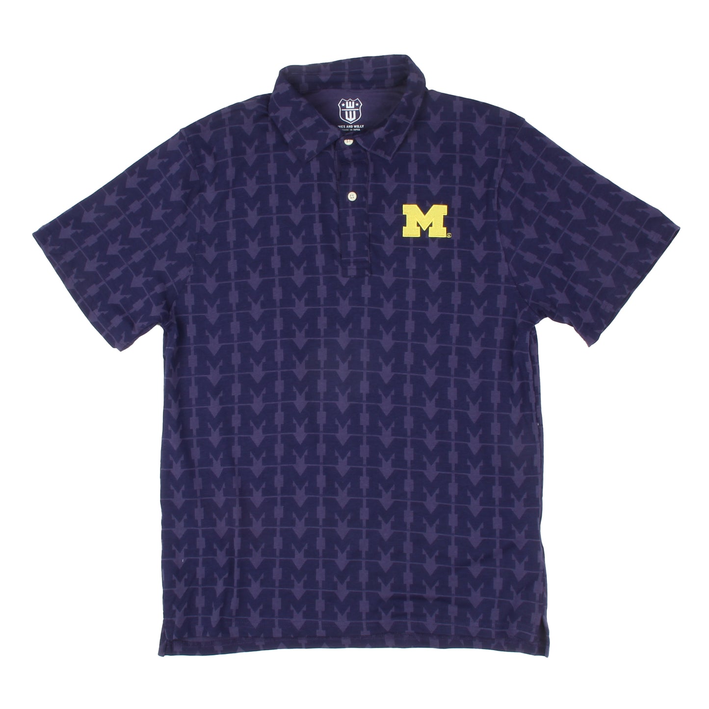 Michigan Wolverines Wes and Willy Mens All Over Logo Polo Shirt