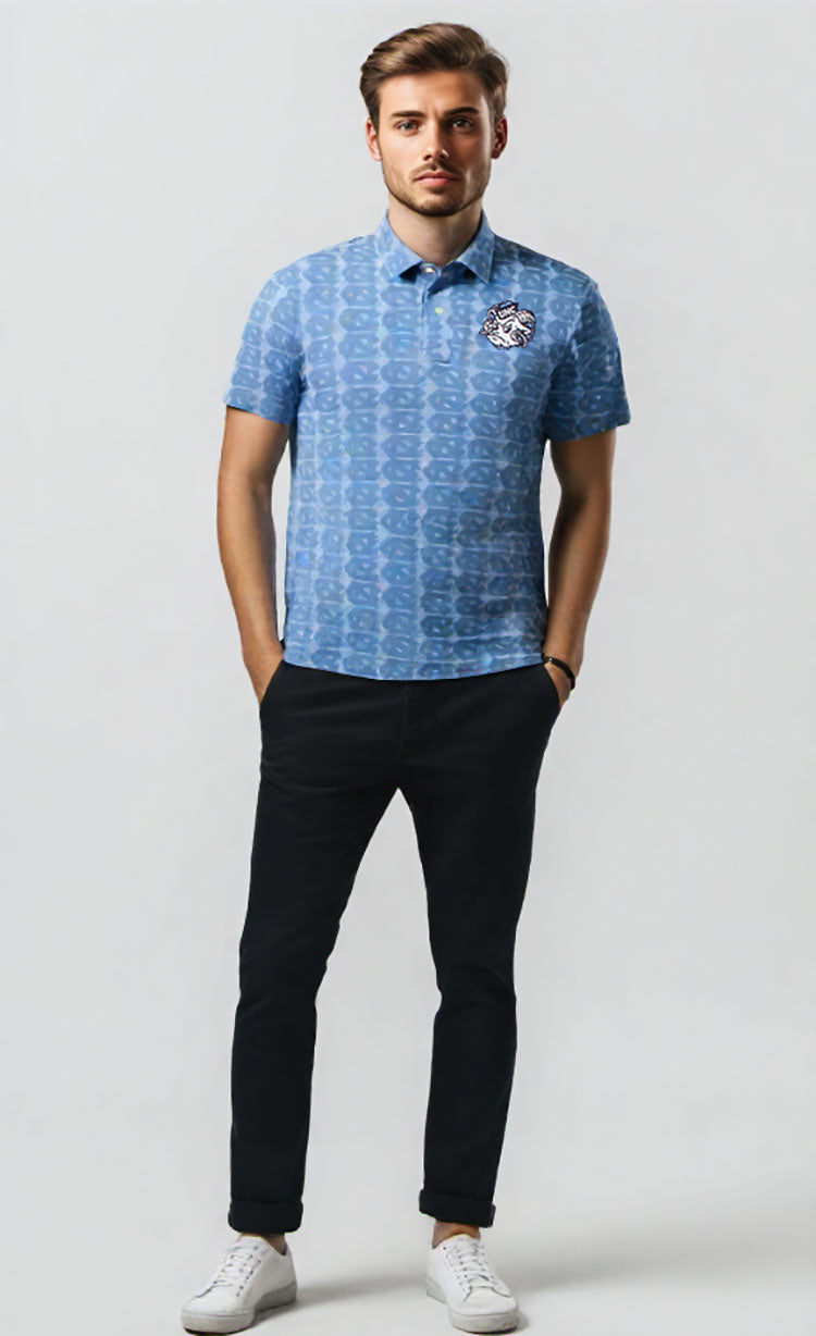 North Carolina Tar Heels Wes and Willy Mens All Over Logo Polo Shirt