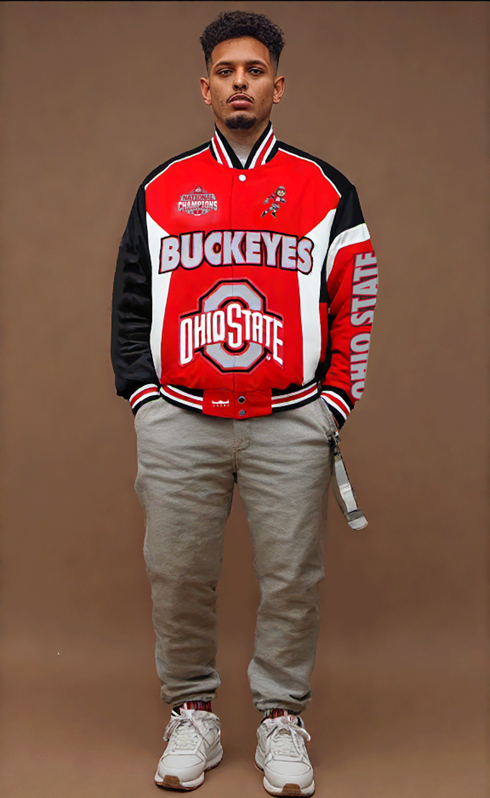 Ohio State Buckeyes 2024 National Champions Mens Franchise Club Twill Button Up Jacket