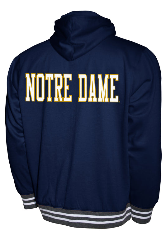 Notre Dame Fighting Irish Navy Franchise Club Lightweight Embroidered Logos Full Zip Hoodie Style Jacket