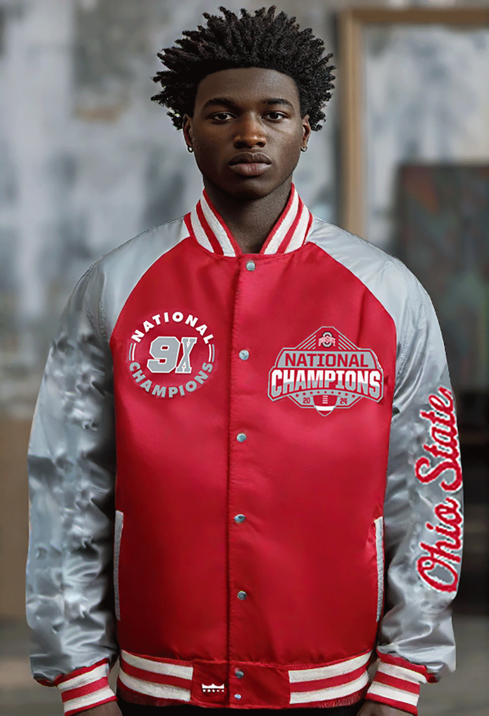 Ohio State Buckeyes Franchise Club Mens 2024 National Championship Satin Jacket