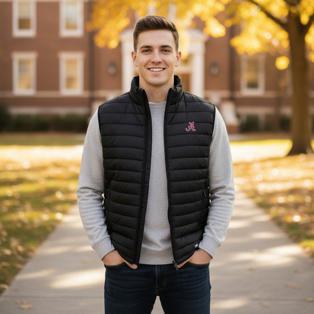 Alabama Crimson Tide Franchise Club Mens NCAA Team Packable Vest Black
