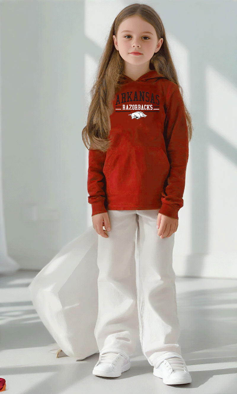 Arkansas Razorbacks Wes and Willy Toddler, Kids and Youth Long Sleeve Hooded T-Shirt