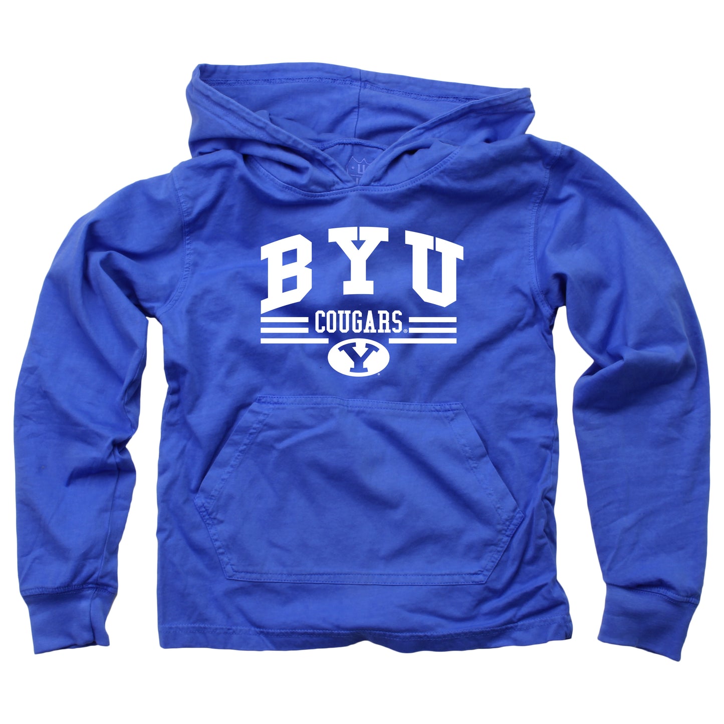 BYU Wes and Willy Youth Long Sleeve Hooded T-Shirt Royal