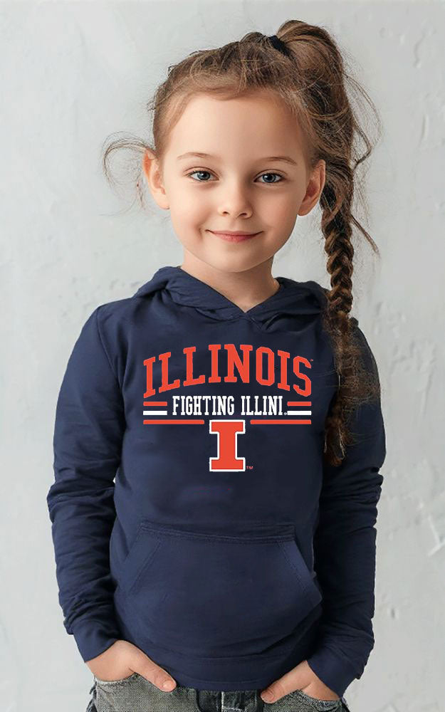 Illinois Fighting Illini Wes and Willy Toddler, Kids and Youth Long Sleeve Hooded T-Shirt