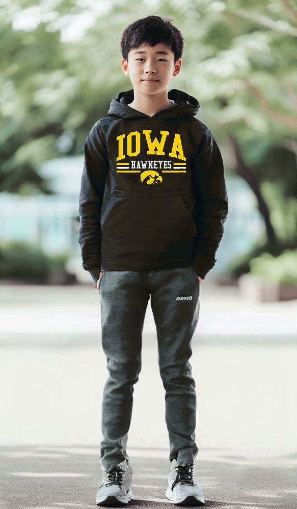Iowa Hawkeyes Wes and Willy Toddler, Kids and Youth Long Sleeve Hooded T-Shirt