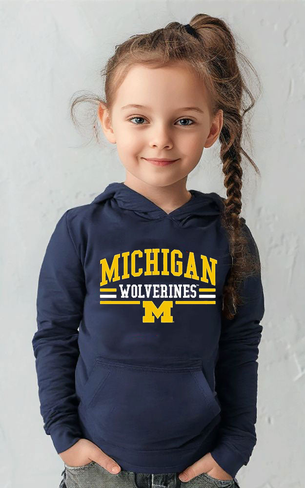 Michigan Wolverines Wes and Willy Toddler, Kids and Youth Long Sleeve Hooded T-Shirt