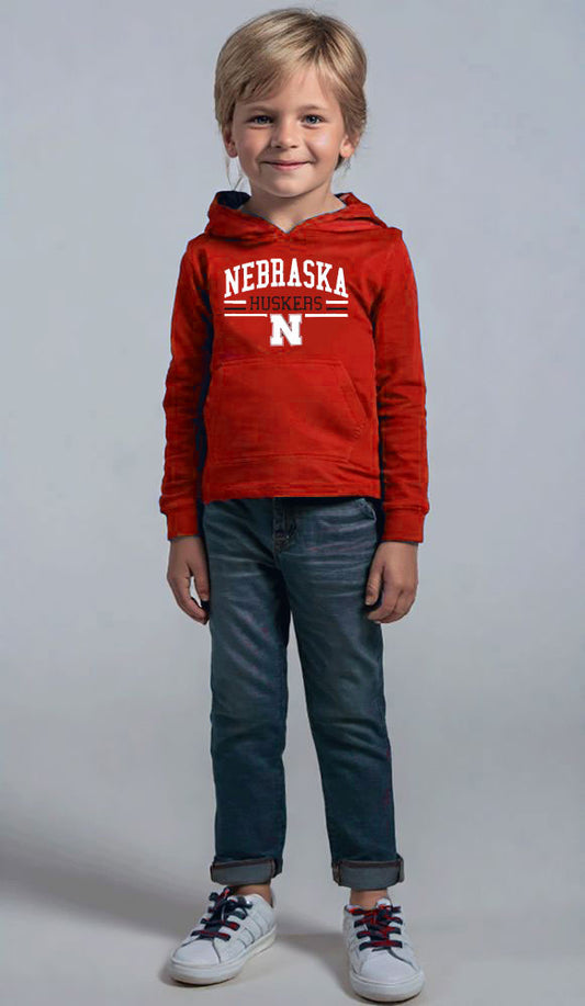 Nebraska Cornhuskers Wes and Willy Toddler, Kids and Youth Long Sleeve Hooded T-Shirt
