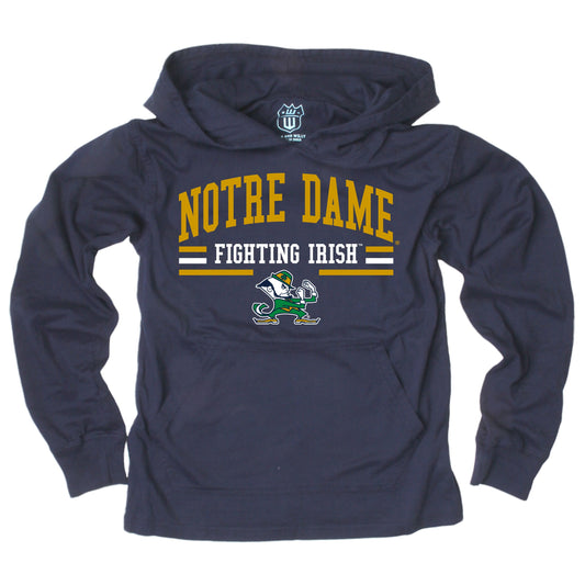 Notre Dame Fighting Irish Wes and Willy Toddler Long Sleeve Hooded T-Shirt Navy