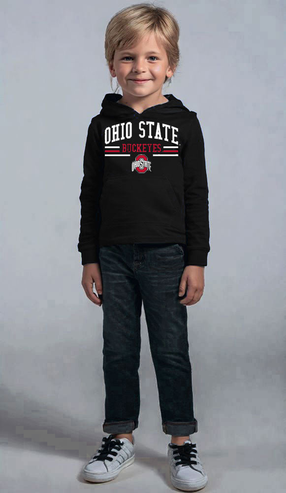 Ohio State Buckeyes Wes and Willy Toddler, Kids and Youth Long Sleeve Hooded T-Shirt Black