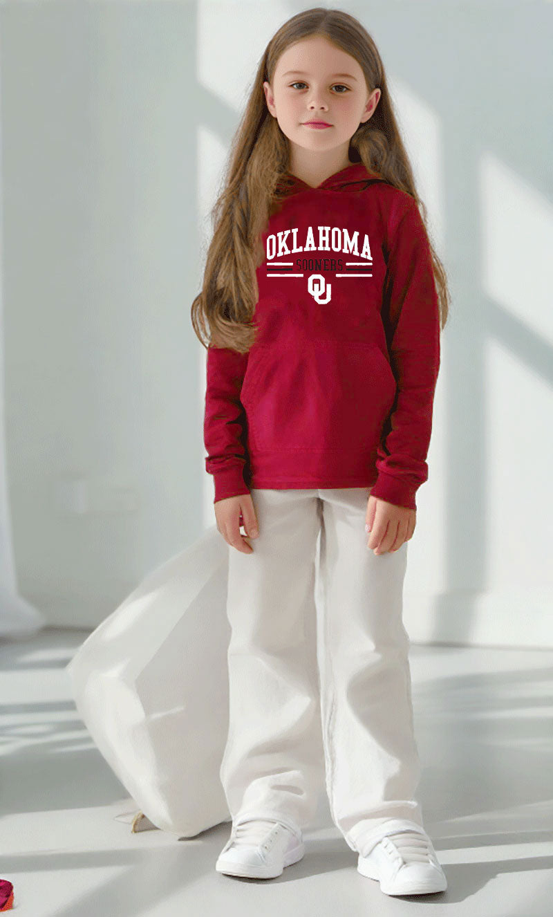Oklahoma Sooners Wes and Willy Toddler, Kids and Youth Long Sleeve Hooded T-Shirt