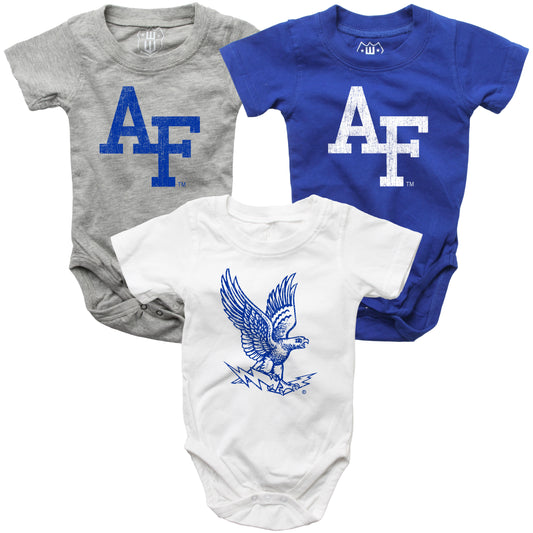 Air Force Falcons Wes and Willy Baby 3 Pack Bodysuits