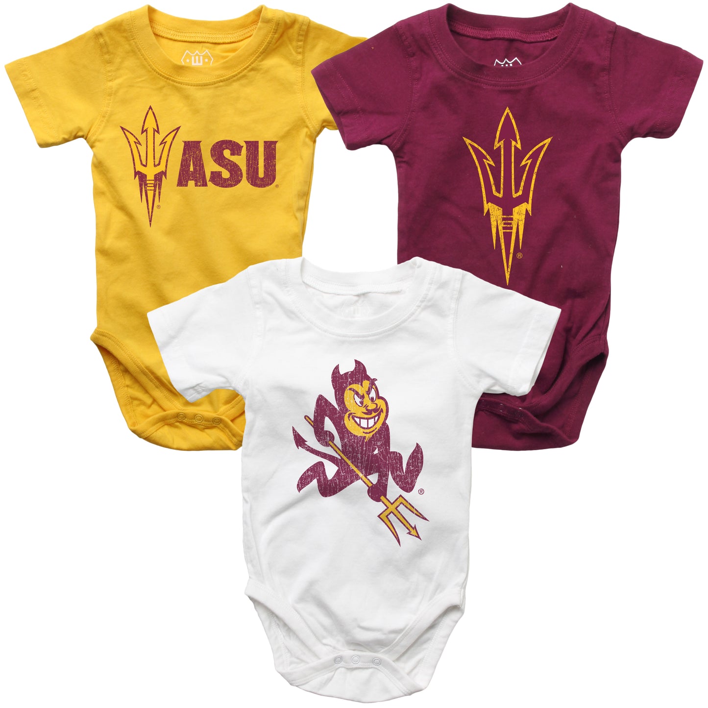 Arizona State Sun Devils Wes and Willy Baby 3 Pack Bodysuits