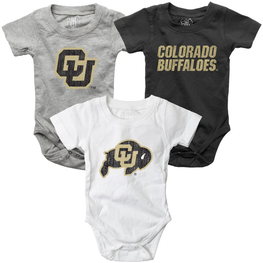 Colorado Buffaloes Wes and Willy Baby 3 Pack Bodysuits