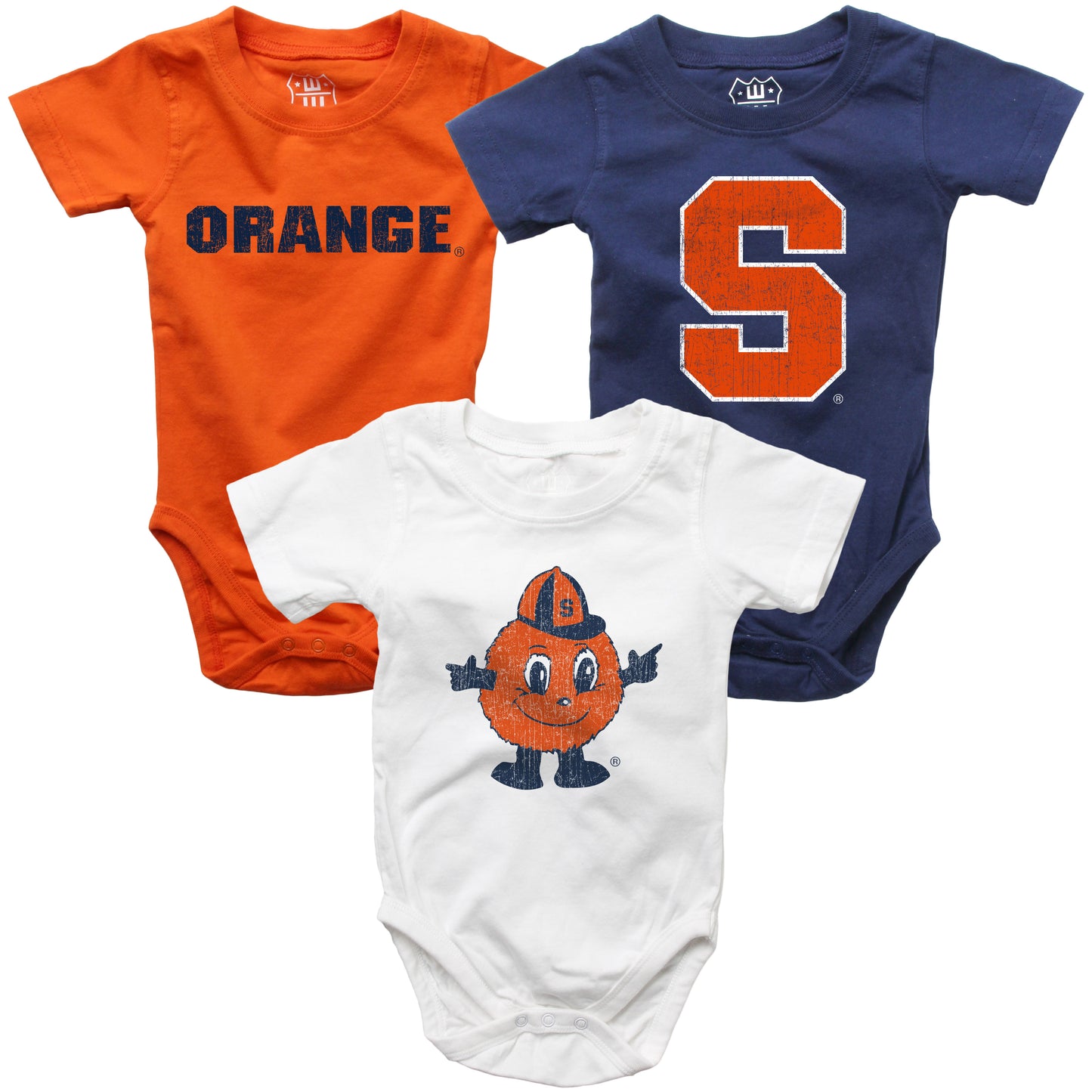 Syracuse Orange Wes and Willy Baby 3 Pack Bodysuits