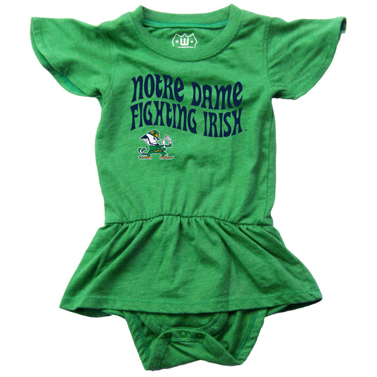 Notre Dame Green Wes and Willy Baby Girls College Team One Piece Hopper Skirt