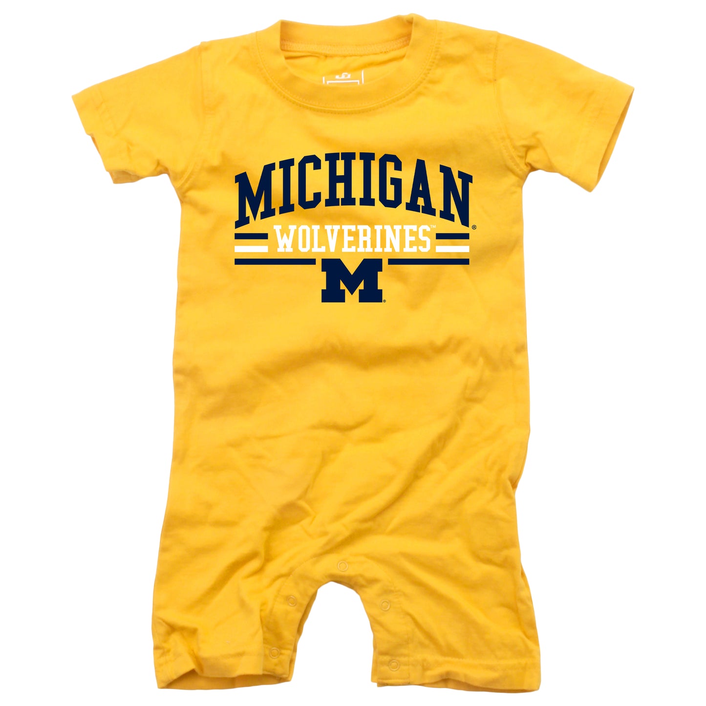 Michigan Wolverines Wes and Willy Baby College Team Shorts Romper - YELLOW