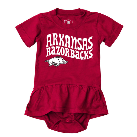 Arkansas Razorbacks Wes and Willy Baby Girls Ruffle Skirt Bodysuit