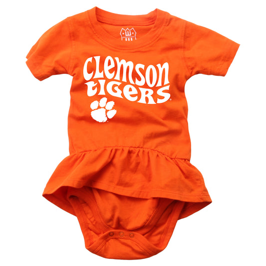 Clemson Tigers Wes and Willy Baby Girls Ruffle Skirt Bodysuit