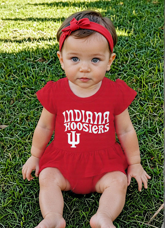 Indiana Hoosiers Wes and Willy Baby Girls Ruffle Skirt Bodysuit