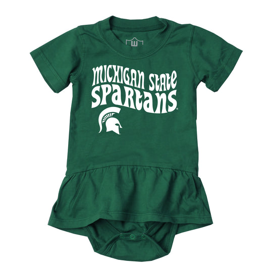 Michigan State Spartans Wes and Willy Baby Girls Ruffle Skirt Bodysuit