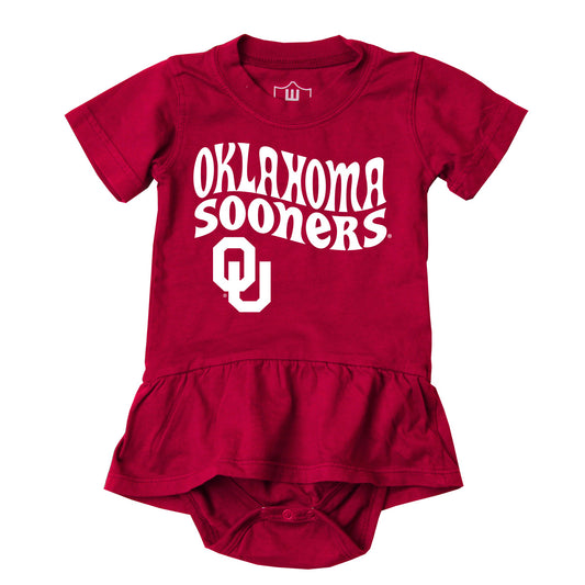 Oklahoma Sooners Wes and Willy Baby Girls Ruffle Skirt Bodysuit