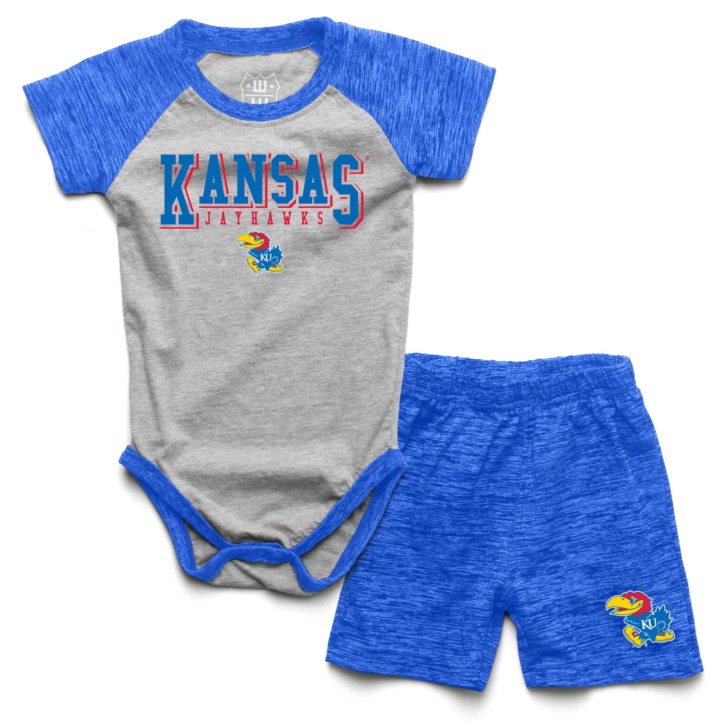 Kansas Jayhawks Wes and Willy Baby College Team Hopper and Short Set