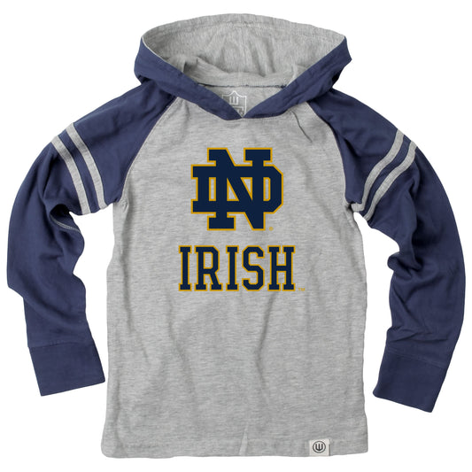 Notre Dame Fighting Irish Wes and Willy Toddler Long Sleeve Hooded T-Shirt Striped Navy