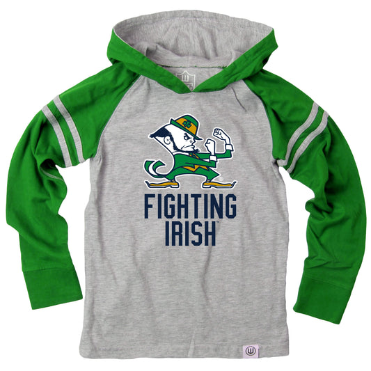 Notre Dame Fighting Irish Wes and Willy Toddler Long Sleeve Hooded T-Shirt Striped Green