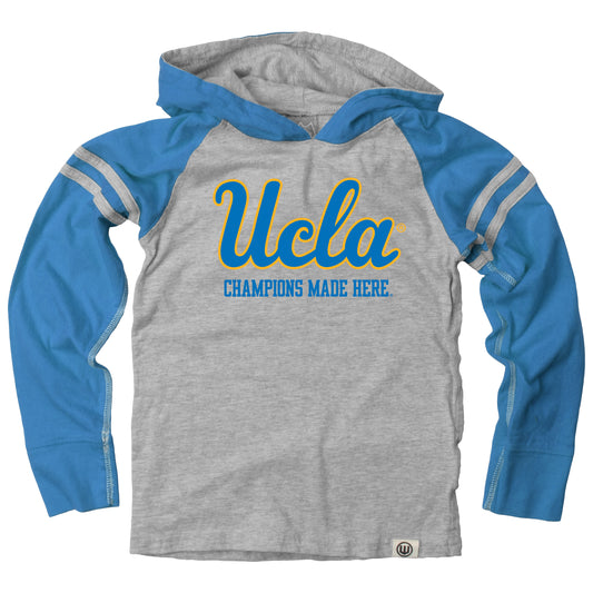 UCLA Bruins Wes and Willy Youth Boys Long Sleeve Hooded T-Shirt Striped