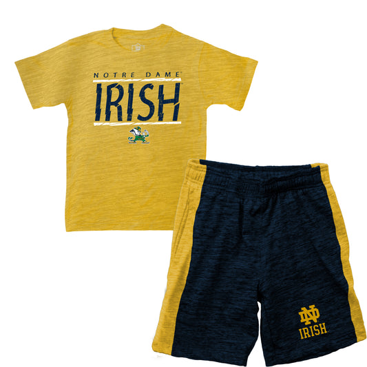Notre Dame Fighting Irish Wes and Willy Little Boy and Toddler Cloudy Yarn Short and T-Shirt Set