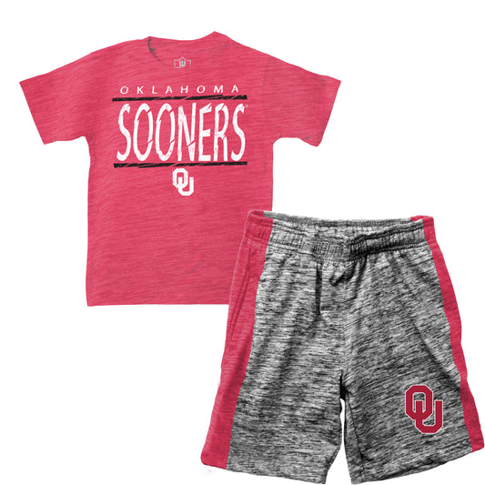 Oklahoma Sooners Wes and Willy Little Boy and Toddler Cloudy Yarn Short and T-Shirt Set