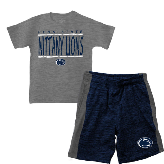 Penn State Nittany Lions Wes and Willy Little Boy and Toddler Cloudy Yarn Short and T-Shirt Set