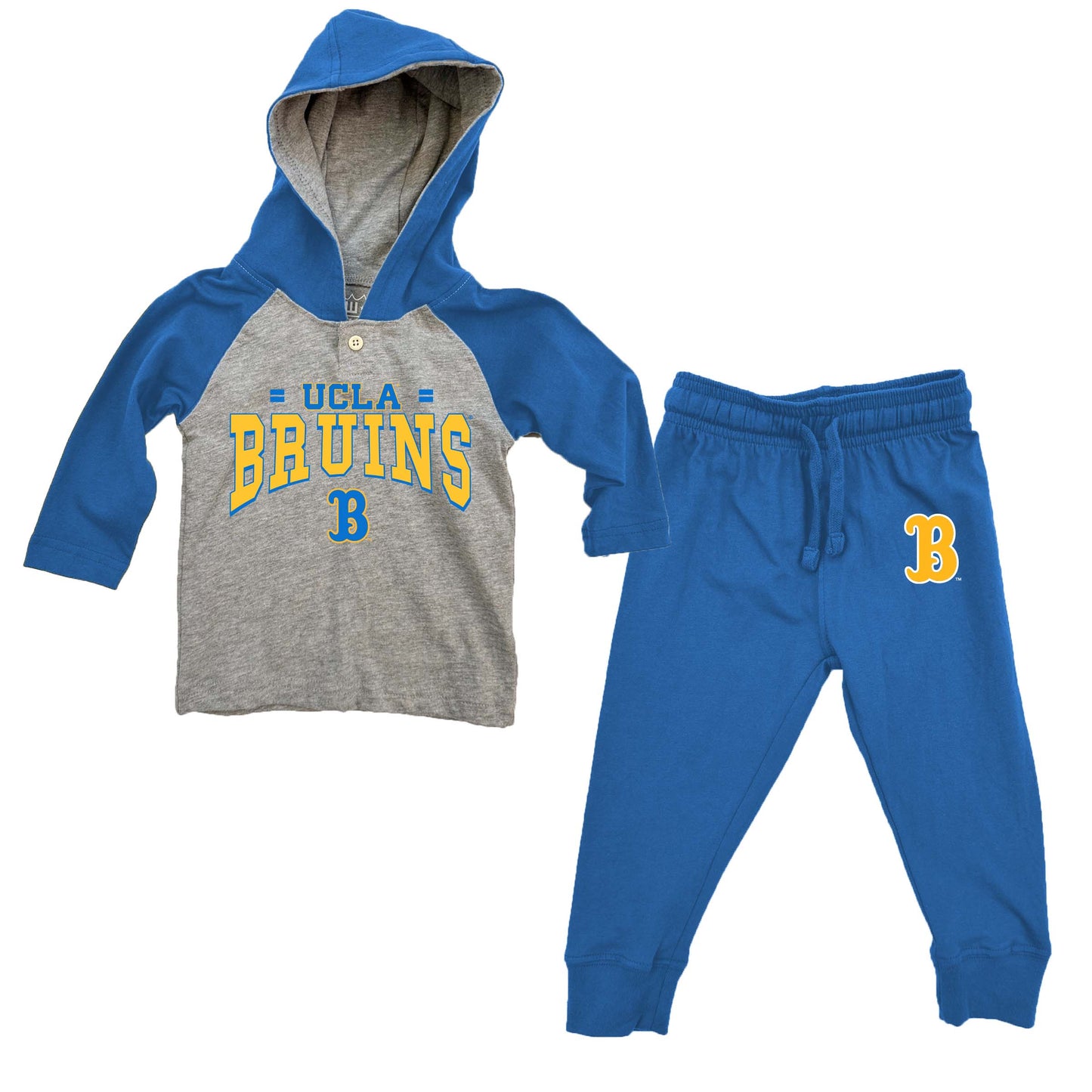 UCLA Bruins Wes and Willy Infant and Toddler Long Sleeve Hooded Henley and Pant Set