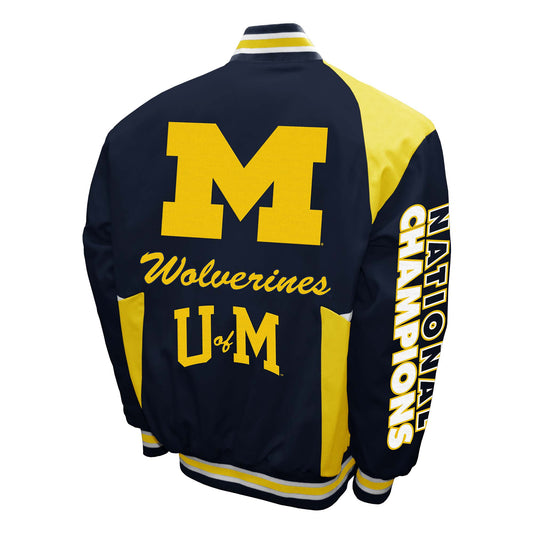 Michigan Wolverines 2023 National Champions Mens Franchise Club Twill Button Up Jacket