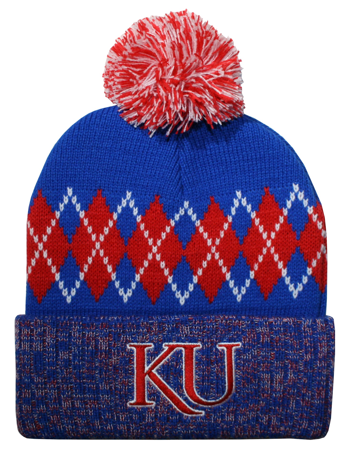 Kansas Jayhawks Franchise Club Unisex The Blur Knit Hat with Pom