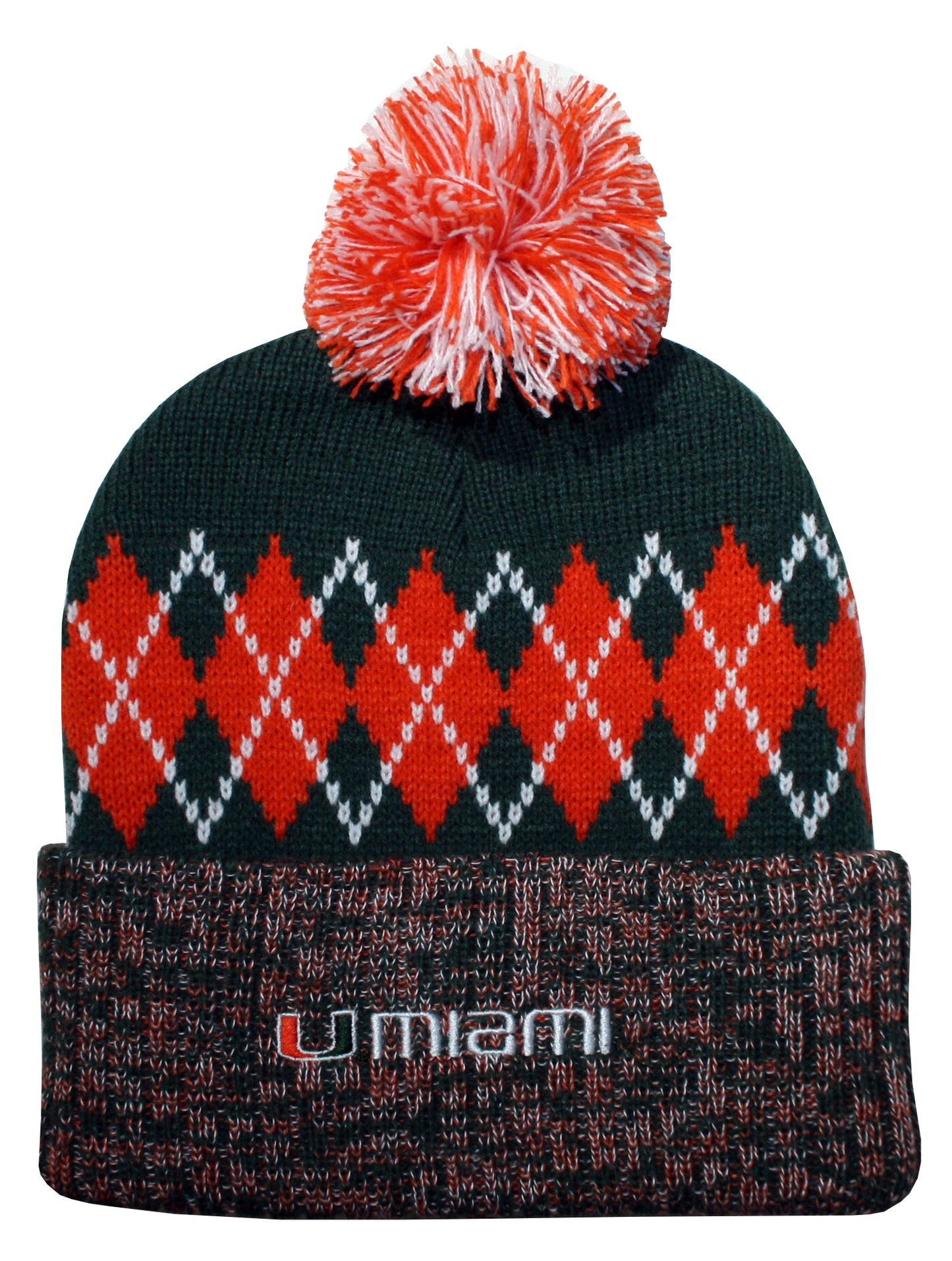 Miami Hurricanes Franchise Club Unisex The Blur Knit Hat with Pom