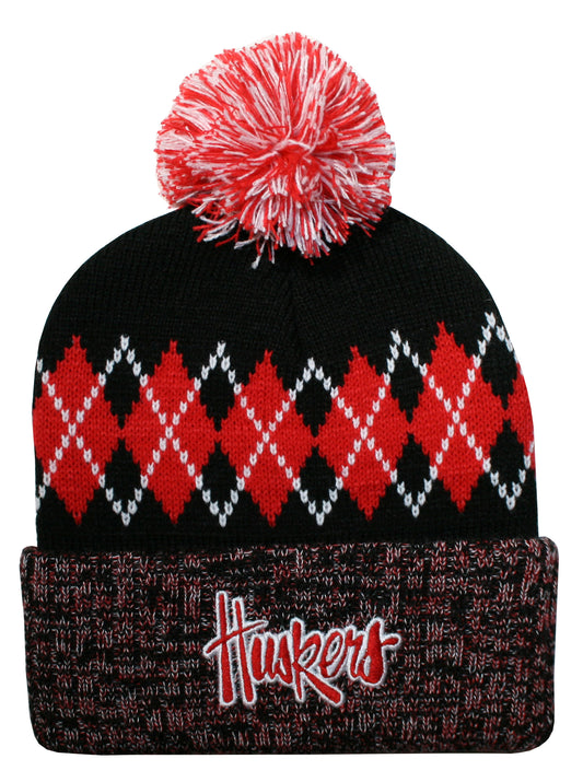 Nebraska Cornhuskers Franchise Club Unisex The Blur Knit Hat with Pom