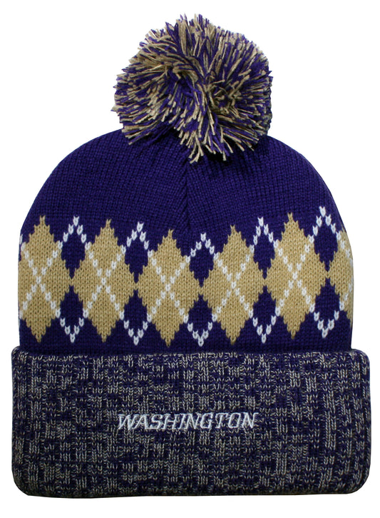 Washington Huskies Franchise Club Unisex The Blur Knit Hat with Pom