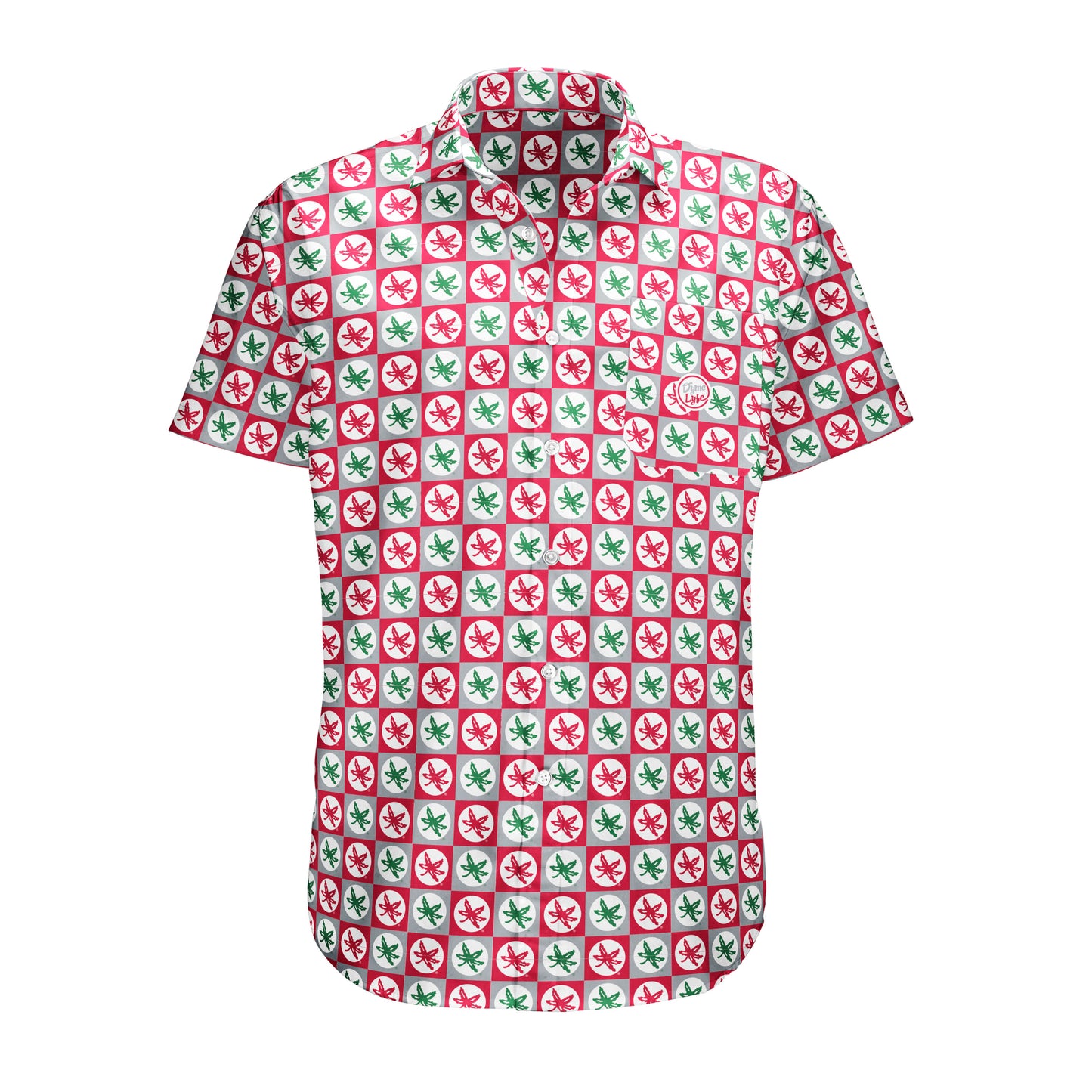 Ohio State Buckeyes Mens Dyme Lyfe Short Sleeve Logo Block Button Up Dress Shirt