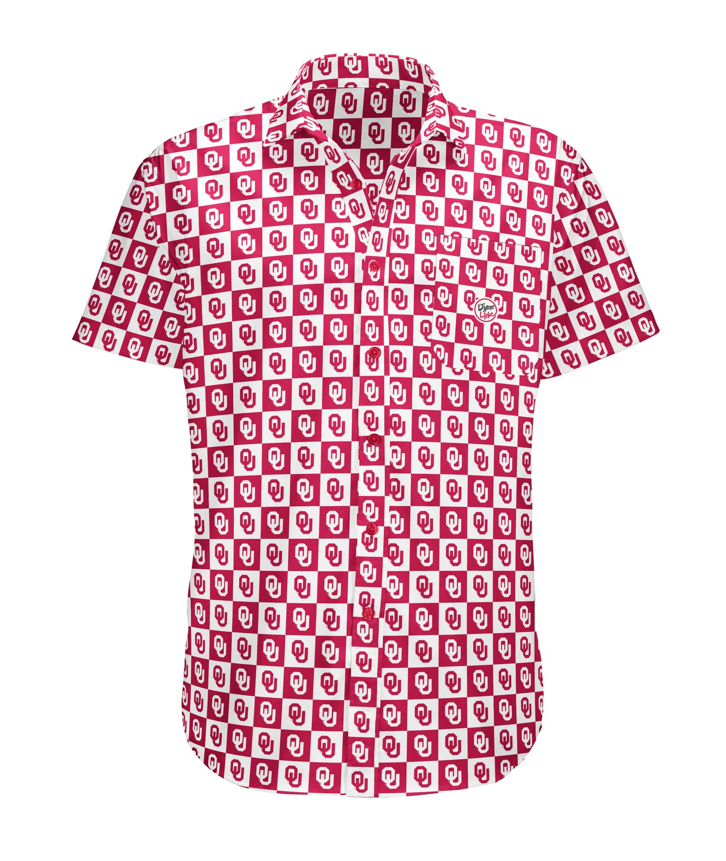 Oklahoma Sooners Mens Dyme Lyfe Short Sleeve Logo Block Button Up Dress Shirt