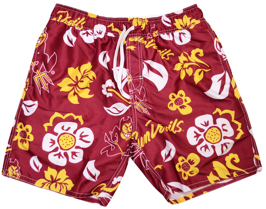 Arizona State Sun Devils Wes and Willy Mens College Floral Swim Trunk