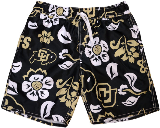 Colorado Buffaloes Wes and Willy Mens College Floral Swim Trunk