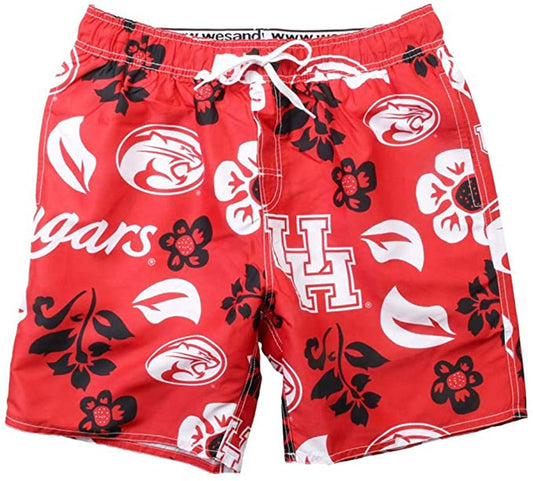 Houston Cougars Wes and Willy Mens College Floral Swim Trunk