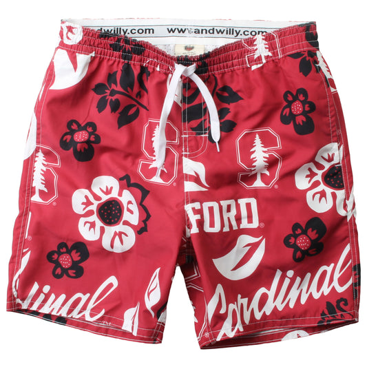 Stanford Cardinal Wes and Willy Mens College Floral Swim Trunk