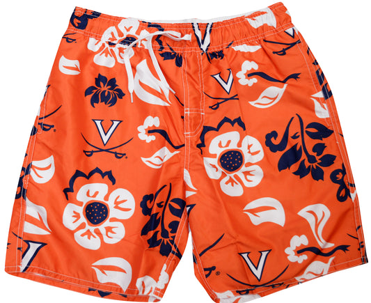 Virginia Cavaliers Wes and Willy Mens College Floral Swim Trunk