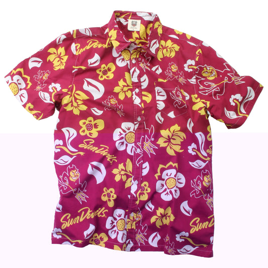 Arizona State Sun Devils Wes and Willy Mens College Floral Shirt